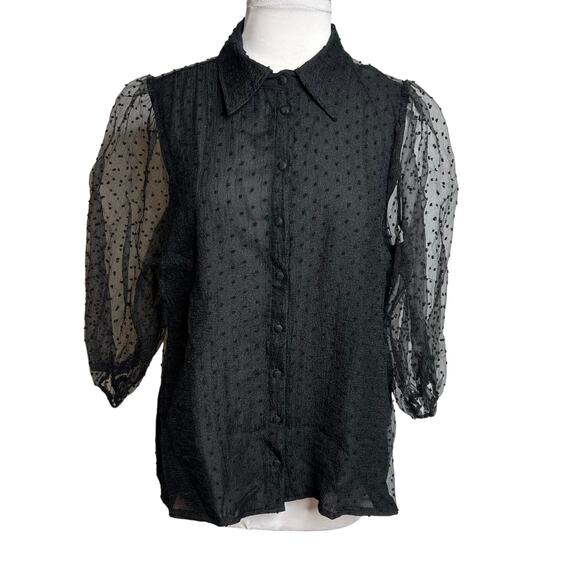 Eloquii Swiss dot organza top black sz 16 - Picture 8 of 8
